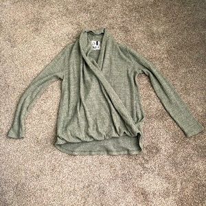 Wrap waffle knit sweater